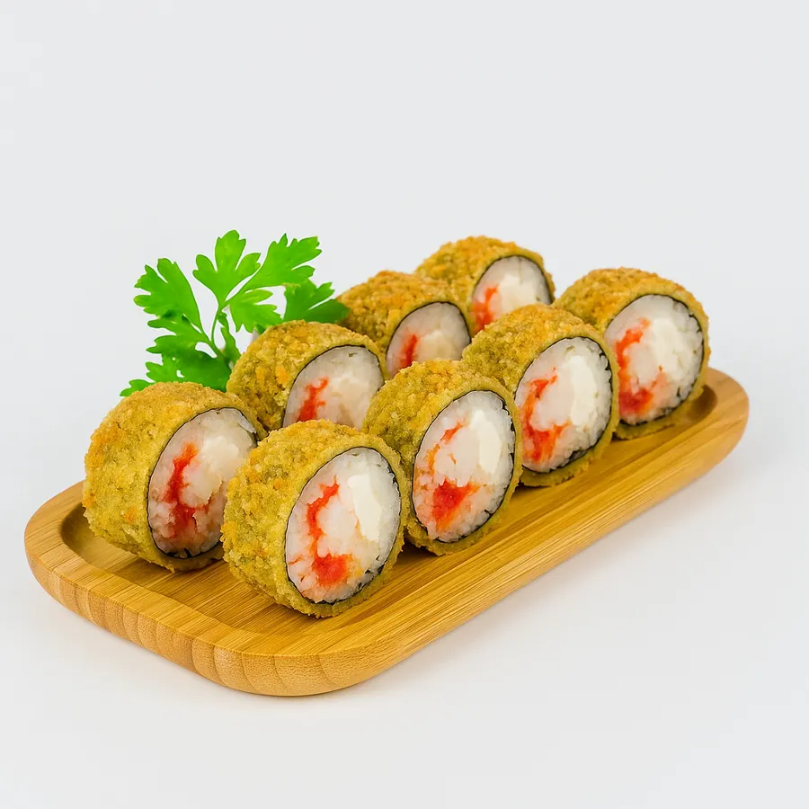 Теплый ролл с креветкой и крабом